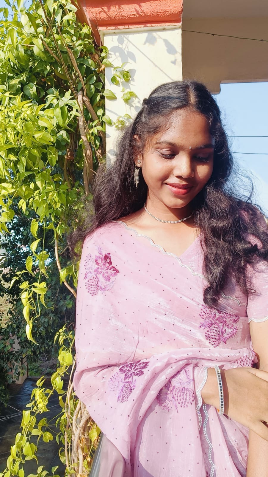 Pink Saree Shining in Sunlight